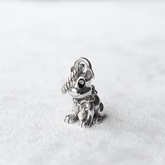 Brighton ARCHIE ABC Dog Charm Silver Plated Chain Collar Crystal Eyes - Picture 2 of 5